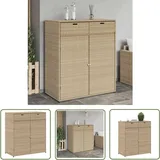 The Living Store - Gartenschrank Beige 105x55x113 cm Poly Rattan - Outdoor-Schrank - Gartenschrank - Stauraum - Gartenorganisation - Rattan