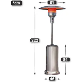 GGM Moebel International ABBEY | Gasheizstrahler | 2,2m | Edelstahl | 12kW | Heizpilz, Terrassenheizstrahler, Terrassenheizer, Heizstrahler Gas - Silber