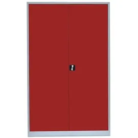 Lüllmann Flügeltürenschrank Aktenschrank 195 x 120 x 42,2 cm Grau/Rot