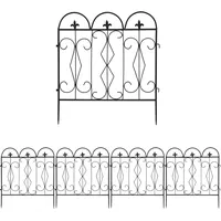 unho Gartenzaun 5 Stück, Teichzaun Set Metallzaun Zaun, Metall, 61x70cm, (5-St), für den Garten, Gitterzaun Set Oberbogen Zaun Garten schwarz