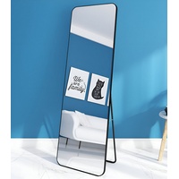 HIYORI Standspiegel Wandspiegel Ganzkörperspiegel 45*155cm - Wand- und Standspiege, für Schlafzimmer Spiegel Stehend Mirrors schwarz