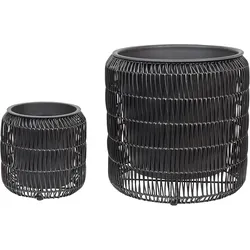 Set mit 2 Blumentöpfen BRODIEA PE Rattan 26/45 cm Schwarz