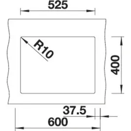 Blanco Subline 340/160-U links Unterbau vulkangrau Handbetätigung 555 x 460 mm