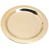 Nklaus Ø11cm Kerzenteller aus Messing Gold Dekoteller mit Rand Handarbeit Untersetzer 10582