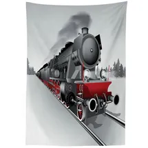 ABAKUHAUS Tischdecke Dampfmaschine 140 x 200 cm Grau Rot