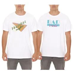 BAD+MAD Tee Herren Baumwoll-T-Shirt mit verschiedenen Prints Rundhals-Shirt BMTR00X Weiß - S