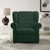Schaukelsessel LEONIQUE "Lillyse" Sessel Gr. Veloursstoff, Drehfunktion-Integrierte Fußstütze-Wippfunktion, B/H/T: 88 cm x 107 cm x 87 cm, grün (dunkelgrün) Schaukelsessel Drehbar und mit Schaukelfunktion