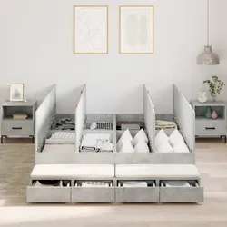 Bettgestell mit Stauraum Beton Grau 140x200 cm