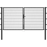 GAH Alberts Metallzaun Doppeltor für Doppelstabmatte Anthrazit z. Einbeton. 140 cm x 300 cm