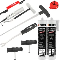 TECPO Windschutzscheibe-Reparaturset + 2x Scheibenkleber 290 ml...