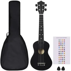 vidaXL Sopran-Ukulele-Set mit Tasche für Kinder Schwarz