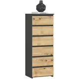 akord furniture factory Akord Kommode 40 x 109 x 35 cm Graphitgrau / Eiche Artisan