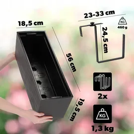Kadax Blumenkasten 18 x 56 x 19,5 cm Grafit