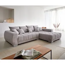DeLife Ecksofa Cord 3-Sitzer Silbergrau