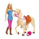 Barbie Pferd & Puppe blonde Haare