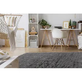 RugsX Flokati Wolle Flokatiteppich 70 x 140 cm Grau