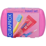 Curaprox Travel-Set Rosa - Zusammensteckbare Reisezahnbürste CS 5460 + «Be You»-Reisezahnpasta + 2 Interdentalbürsten CPS prime 07 und 09 - Reise-Zahnpflege-Set 9,5 cm x 6 cm