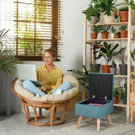 Relaxdays Samthocker mit Stauraum, gepolstert, eckig, mit Holzbeinen, Wohnzimmer Sitzhocker, HBT: 40x40x40 cm, hellgrau