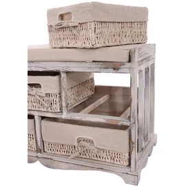 Mendler Kommode und Sitzbank mit 5 Schubladen 45 x 77 x 36 cm Weiß