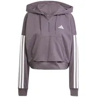 Adidas Damen Essentials 3-Stripes French Terry Quarter-Zip Hoodie, Grey