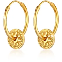 Elli Creolen Sonne Antik gold 925 Sterling Silber onesize