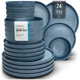 PURE LIVING INTERIOR DESIGN Urban Style Geschirrset 6 Pers. 24-tlg. blau