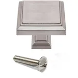 Emuca Lot von 10 Möbelknöpfe, 31.5x31.5mm, Zamak, Nickel satiniert
