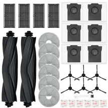 bpbdzz 32 Stück Zubehör für Dreame L10s Ultra Gen 2/l40 Ultra Ae/l10s Pro Ultra Heat/x30 Ultra/mova E30 Ultra Saugroboter, 2 Hauptbürsten, 4 Filter, 6 Wischpads, 6 Seitenbürsten, 6 Staubbeutel