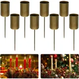 Spetsbst 8 Stück Kerzenhalter Adventskranz Gold Stabkerzenhalter Adventskranz Metall für Advent Weihnachts Tisch Deko (Bronze)