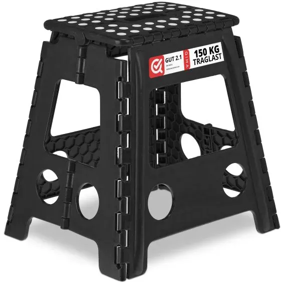 Relaxdays Klapphocker faltbar XL Weiß,Schwarz