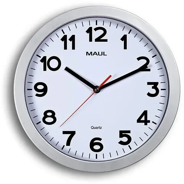 MAUL 9053195 Wand- /Tischuhr Quarzuhr Kreis Silber, Weiß