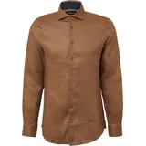 s.Oliver Tailored Fit: Langarmhemd aus Leinen mit elegantem Glanz - braun - 45