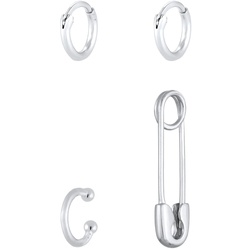 Elli 3er Set Sicherheitsnadel Safety Pin Earcuff Creolen 925 Silber Ohrringe   Damen 