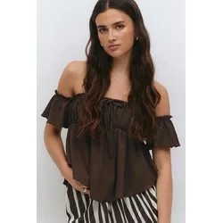 Gina Tricot - Off shoulder top - Off-Shoulder-Shirt - Braun - M - Dame - Braun - M