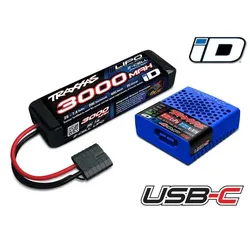 USB-C 4A Lader + LiPo 3000mAh 2s 7,4V Set TRAXXAS mit iD-Akkuerkennung 2985-2S