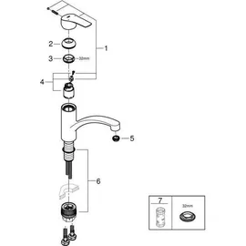 Grohe Eurosmart superst., schwenkbarer, flacher Auslauf