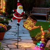 Christmas Santa Solar Kettle Lights Garden Lawn Decorative Lights, Solare Santa-Gießkanne-Laterne, wasserdichte Laterne für die Weihnachtsdekoration, Geschenkidee (Bunt*1)