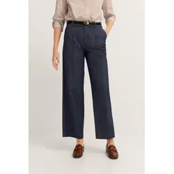 Chinohose BUGATTI, Damen, Gr. 40, Normalgrößen, 390, marine, 98% Baumwolle, 2% Elasthan, unifarben, casual, normal, Hosen, mit Bundfalte & geradem Bein