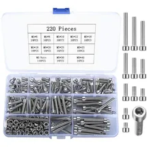 luxuskollektion Schraubensatz Sechskantschrauben Edelstahl Muttern M5 Silber 220