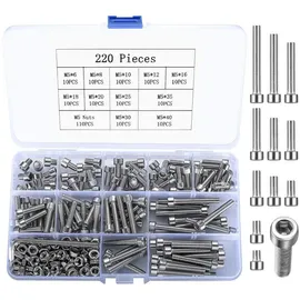 luxuskollektion Schraubensatz Sechskantschrauben Edelstahl Muttern M5 Silber 220