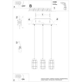 Sollux Lighting Gotto 3-flg. 15W 160 cm schwarz