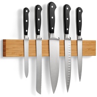 LARHN Magnetleiste Messer aus Bambus mit Extra Starkem Magnet - 40cm - Messerhalter Magnetisch Holz für Utensilien und Werkzeuge
