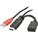 Lindy HDMI M/F Stromeinspeisungsadaper mit USB A Stecker, USB-A Stecker, HDMI-A Buchse 0.15m Schwarz