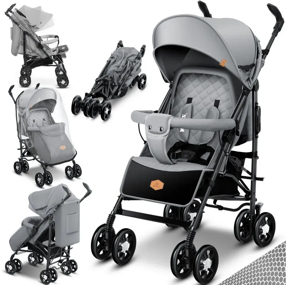 KIDIZ Kinder-Buggy, Kinderwagen City-Pro Buggy Kinderbuggy klappbar Liegebuggy grau