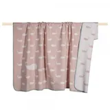 pad Whale - Decke/Babydecke - Materialmix - Pink/Weiss - 75 x 100cm