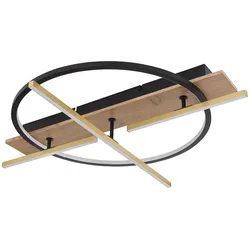 Deckenleuchte LED Holzoptik Dreh-Schwenkbar 3 Lichtmodi Wohnzimmerlampe D 60 cm