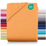 Carpe Sonno Spannbettlaken Jersey 90x200 100x200 120x200 140x200 160x200 180x200 200x200 70x140, Jersey, Gummizug: rundum, (1 Stück), Baumwoll Babybett Spannbettlaken 70x140 Baby Laken Orange orange 70 cm x 140 cm