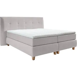 Boxspringbett ALINA "Luella", grau (hellgrau tcm 39), B:224cm L:214cm, Komplettbetten, Boxspringbett, ADA trendline Boxspringbett, inkl. Matratze und Viscoschaum-Topper