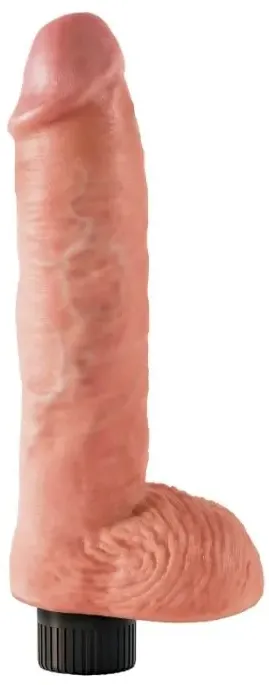 KING COCK - Vibrierender Dildo mit Hoden, 25,5 cm, Natur