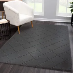 Hochflor-Teppich »Moment«, rechteckig, 31 mm Höhe, besonders weich, Kaninchen Fell Haptik, 3D-Effekt, Rauten, Wohnzimmer, 22064269-0 anthrazit 31 mm